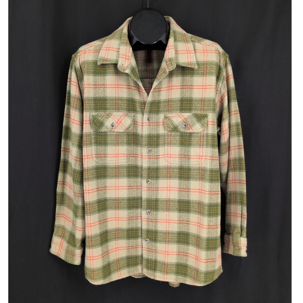 Field & Stream Tartan Plaid Flannel Button Up Shacket Shirt Rugged Outdoor Large